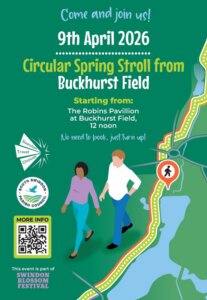 A flyer advertising the spring stroll from Buckhurst Field